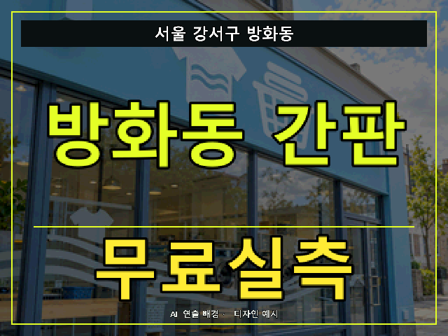 서울 강서구 방화동 간판 제작 무료실측 안내 썸네일 · AI 연출 배경