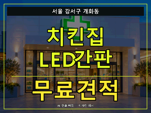 서울 강서구 개화동 치킨집 LED간판 무료견적 안내 썸네일 · AI 연출 배경