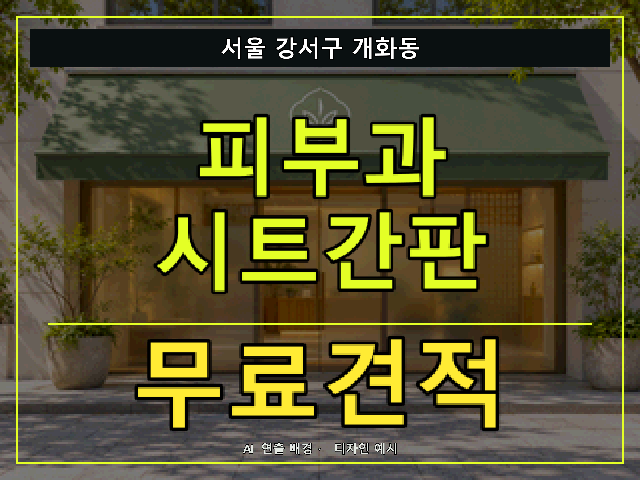 서울 강서구 개화동 피부과 시트간판 무료견적 안내 썸네일 · AI 연출 배경