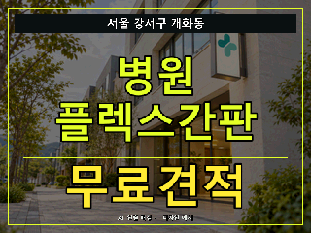 서울 강서구 개화동 병원 플렉스간판 무료견적 안내 썸네일 · AI 연출 배경