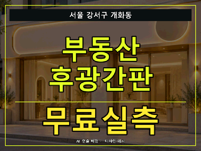 서울 강서구 개화동 부동산 후광간판 무료실측 안내 썸네일 · AI 연출 배경