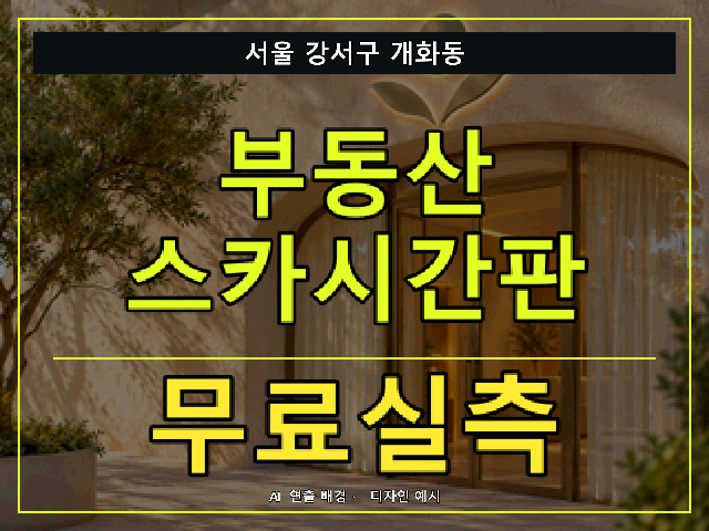 서울 강서구 개화동 부동산 스카시간판 무료실측 안내 썸네일 · AI 연출 배경