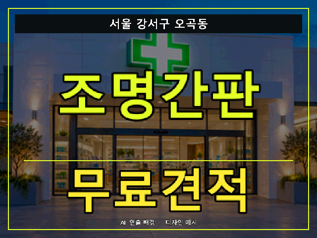 서울 강서구 오곡동 조명간판 무료견적 안내 썸네일 · AI 연출 배경