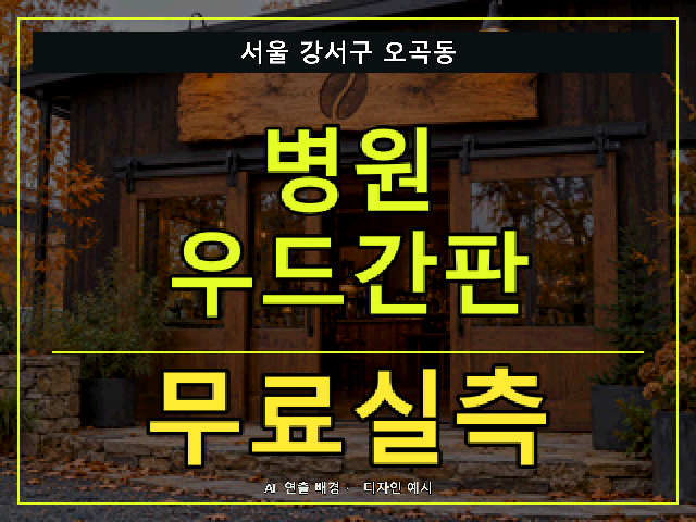 서울 강서구 오곡동 병원 우드간판 무료실측 안내 썸네일 · AI 연출 배경