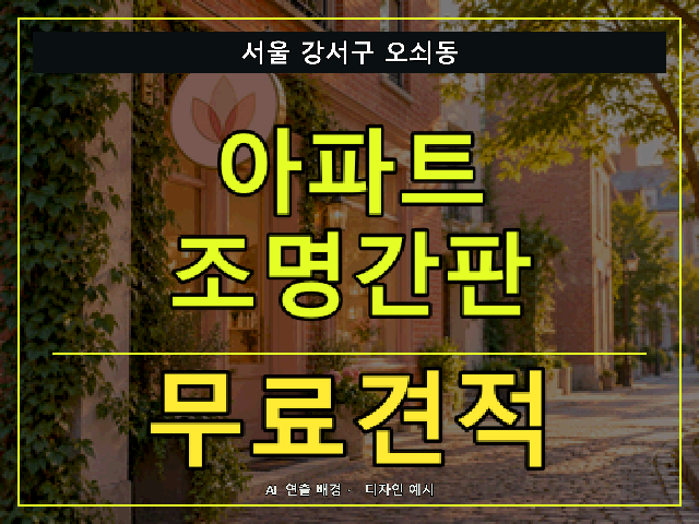 서울 강서구 오쇠동 아파트 조명간판 무료견적 안내 썸네일 · AI 연출 배경