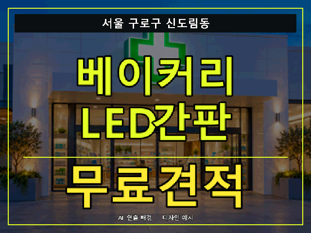 서울 구로구 신도림동 베이커리 LED간판 무료견적 안내 썸네일 · AI 연출 배경
