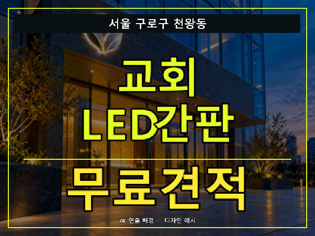 서울 구로구 천왕동 교회 LED간판 무료견적 안내 썸네일 · AI 연출 배경