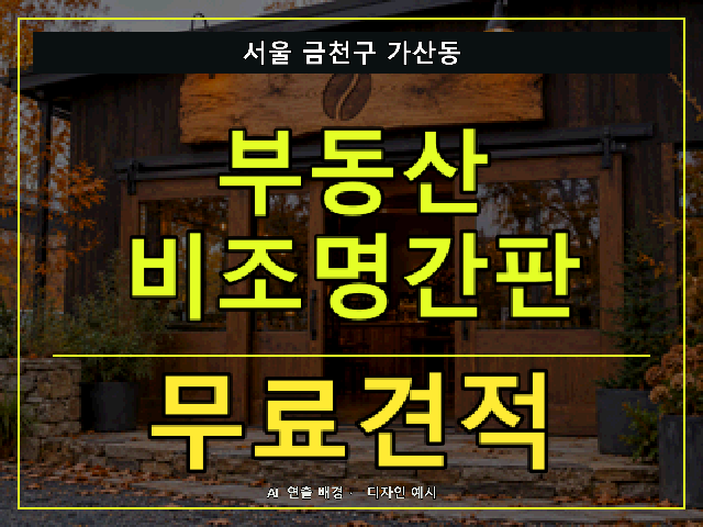 서울 금천구 가산동 부동산 비조명간판 무료견적 안내 썸네일 · AI 연출 배경