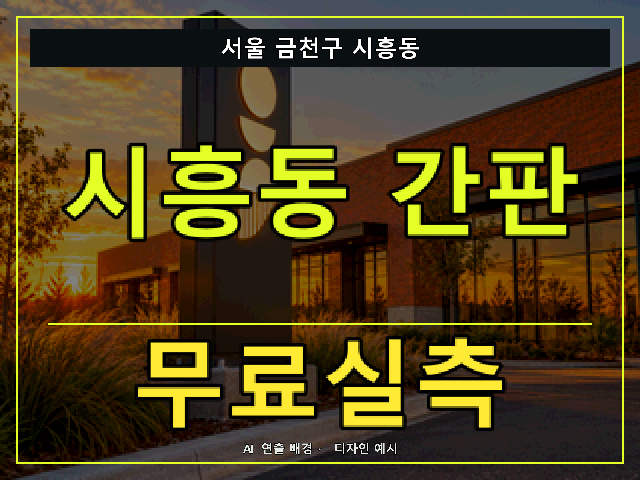 서울 금천구 시흥동 간판 제작 무료실측 안내 썸네일 · AI 연출 배경