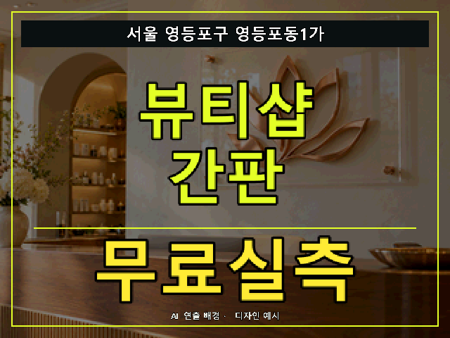 서울 영등포구 영등포동1가 뷰티샵 간판 무료실측 안내 썸네일 · AI 연출 배경