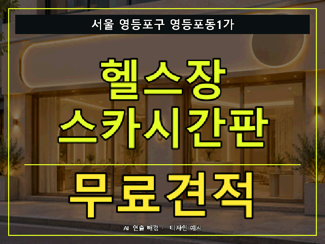 서울 영등포구 영등포동1가 헬스장 스카시간판 무료견적 안내 썸네일 · AI 연출 배경