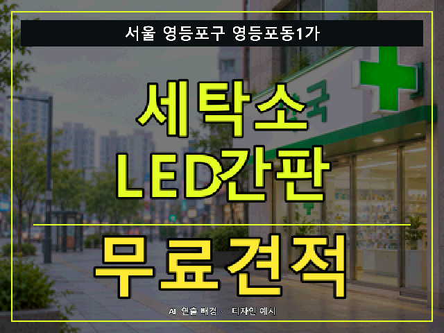서울 영등포구 영등포동1가 세탁소 LED간판 무료견적 안내 썸네일 · AI 연출 배경