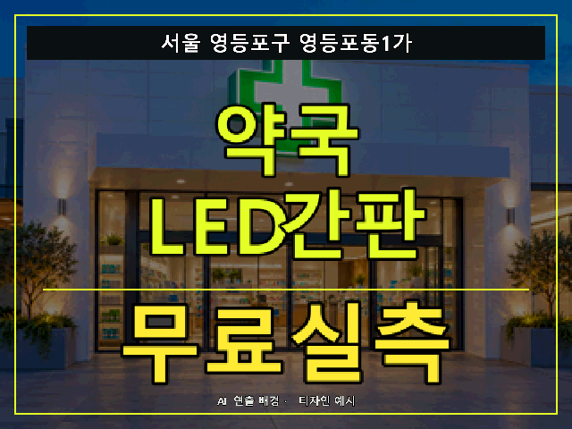 서울 영등포구 영등포동1가 약국 LED간판 무료실측 안내 썸네일 · AI 연출 배경