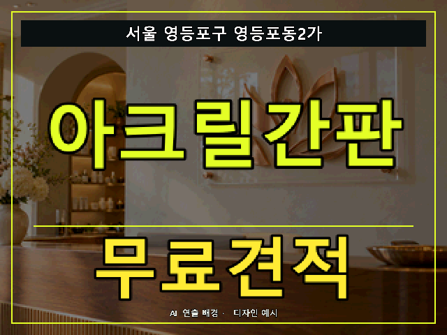 서울 영등포구 영등포동2가 아크릴간판 무료견적 안내 썸네일 · AI 연출 배경