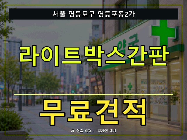 서울 영등포구 영등포동2가 라이트박스간판 무료견적 안내 썸네일 · AI 연출 배경