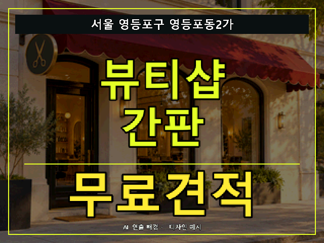 서울 영등포구 영등포동2가 뷰티샵 간판 무료견적 안내 썸네일 · AI 연출 배경