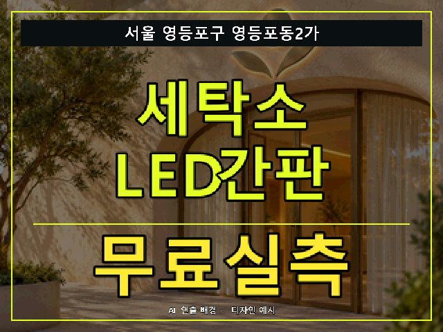 서울 영등포구 영등포동2가 세탁소 LED간판 무료실측 안내 썸네일 · AI 연출 배경