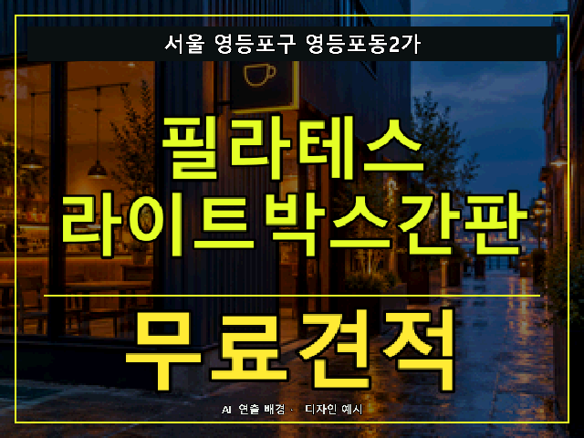 서울 영등포구 영등포동2가 필라테스 라이트박스간판 무료견적 안내 썸네일 · AI 연출 배경