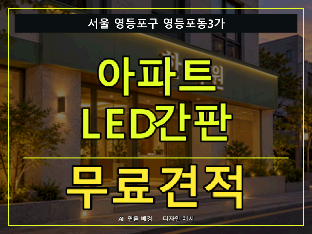 서울 영등포구 영등포동3가 아파트 LED간판 무료견적 안내 썸네일 · AI 연출 배경