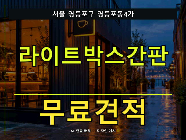 서울 영등포구 영등포동4가 라이트박스간판 무료견적 안내 썸네일 · AI 연출 배경