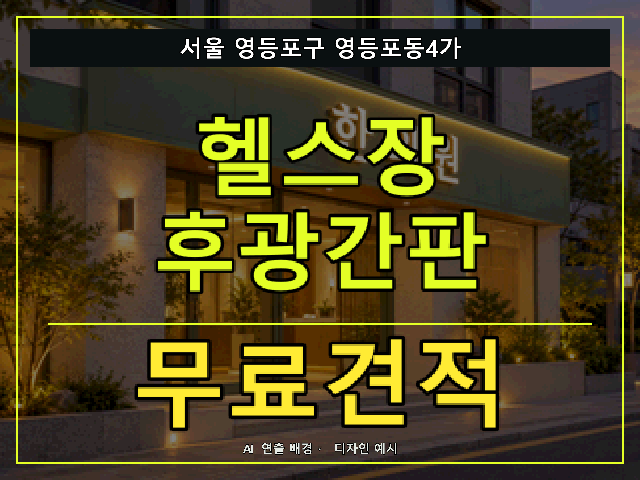 서울 영등포구 영등포동4가 헬스장 후광간판 무료견적 안내 썸네일 · AI 연출 배경