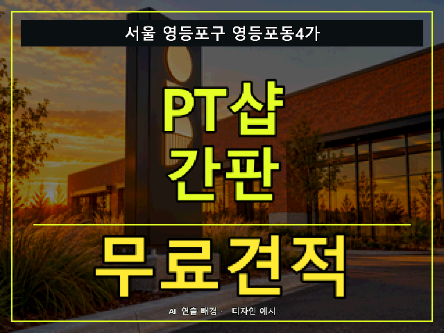 서울 영등포구 영등포동4가 PT샵 간판 무료견적 안내 썸네일 · AI 연출 배경