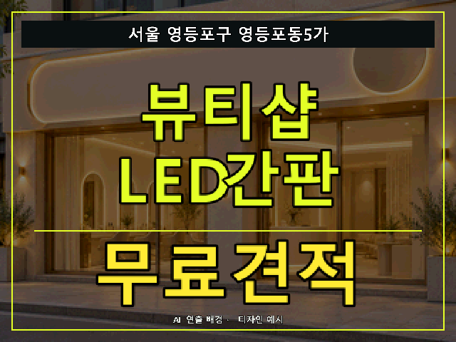 서울 영등포구 영등포동5가 뷰티샵 LED간판 무료견적 안내 썸네일 · AI 연출 배경