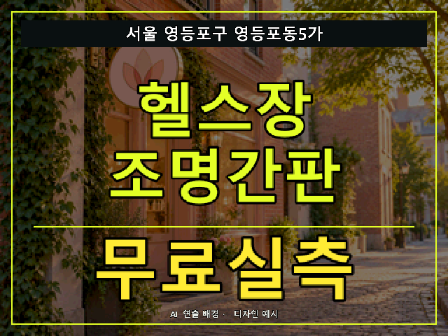 서울 영등포구 영등포동5가 헬스장 조명간판 무료실측 안내 썸네일 · AI 연출 배경