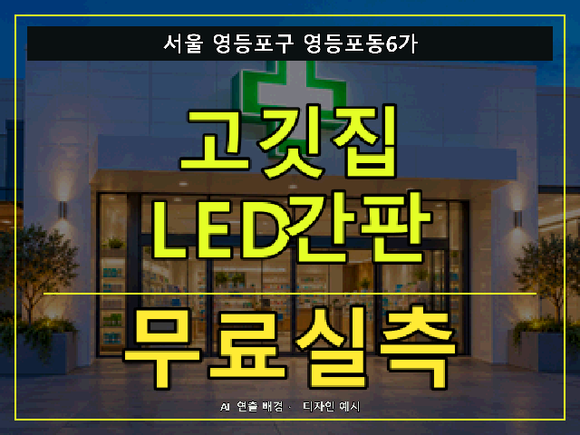 서울 영등포구 영등포동6가 고깃집 LED간판 무료실측 안내 썸네일 · AI 연출 배경