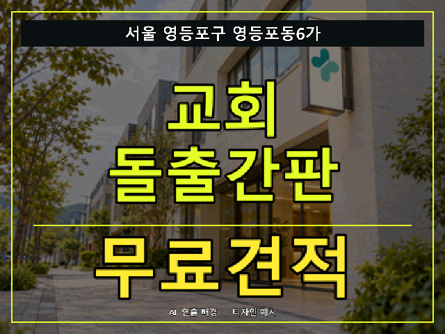 서울 영등포구 영등포동6가 교회 돌출간판 무료견적 안내 썸네일 · AI 연출 배경