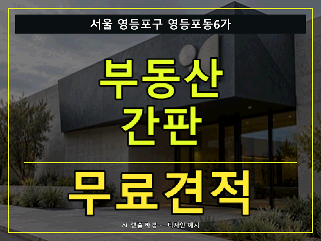 서울 영등포구 영등포동6가 부동산 간판 무료견적 안내 썸네일 · AI 연출 배경