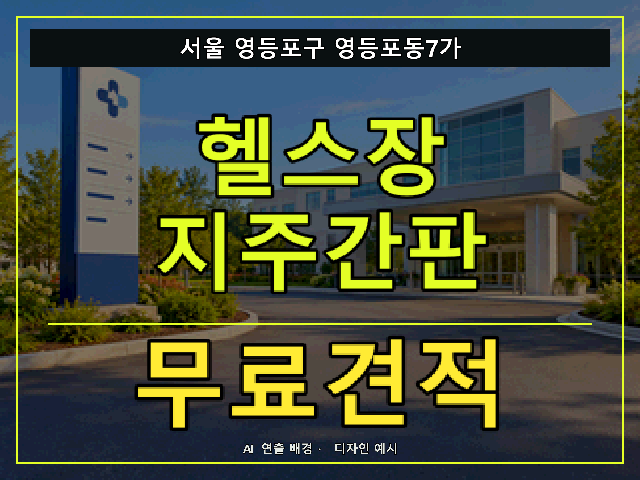 서울 영등포구 영등포동7가 헬스장 지주간판 무료견적 안내 썸네일 · AI 연출 배경