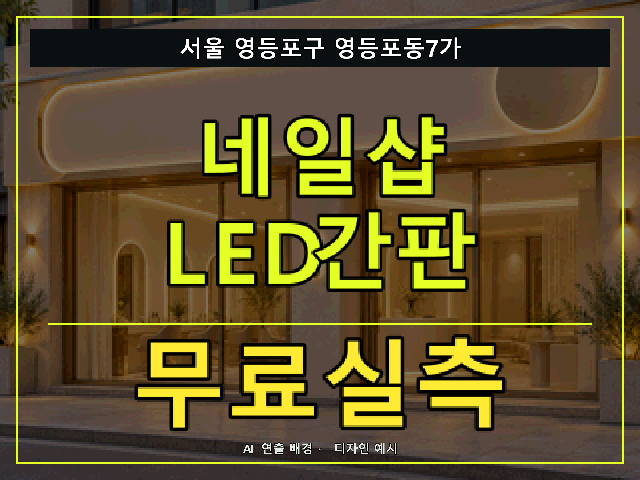 서울 영등포구 영등포동7가 네일샵 LED간판 무료실측 안내 썸네일 · AI 연출 배경