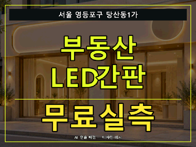 서울 영등포구 당산동1가 부동산 LED간판 무료실측 안내 썸네일 · AI 연출 배경