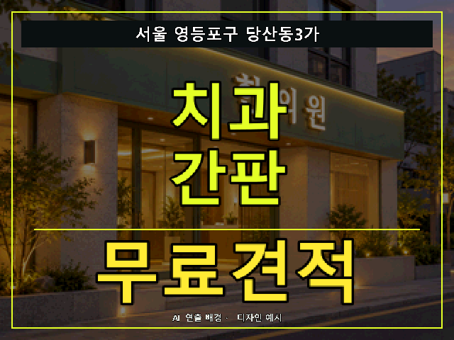 서울 영등포구 당산동3가 치과 간판 무료견적 안내 썸네일 · AI 연출 배경