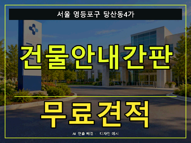 서울 영등포구 당산동4가 건물안내간판 무료견적 안내 썸네일 · AI 연출 배경