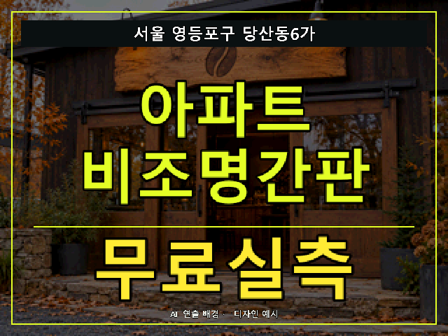 서울 영등포구 당산동6가 아파트 비조명간판 무료실측 안내 썸네일 · AI 연출 배경