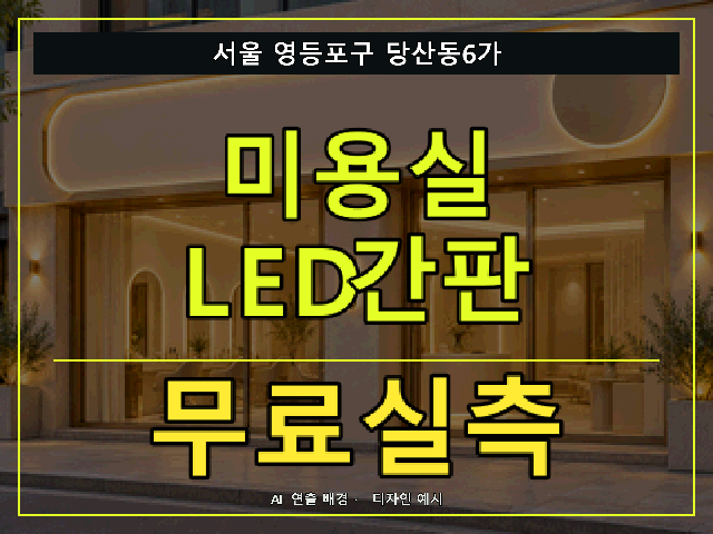 서울 영등포구 당산동6가 미용실 LED간판 무료실측 안내 썸네일 · AI 연출 배경