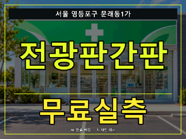 서울 영등포구 문래동1가 전광판간판 무료실측 안내 썸네일 · AI 연출 배경