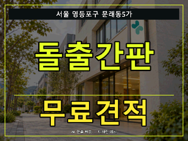 서울 영등포구 문래동5가 돌출간판 무료견적 안내 썸네일 · AI 연출 배경