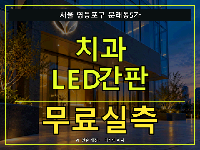 서울 영등포구 문래동5가 치과 LED간판 무료실측 안내 썸네일 · AI 연출 배경