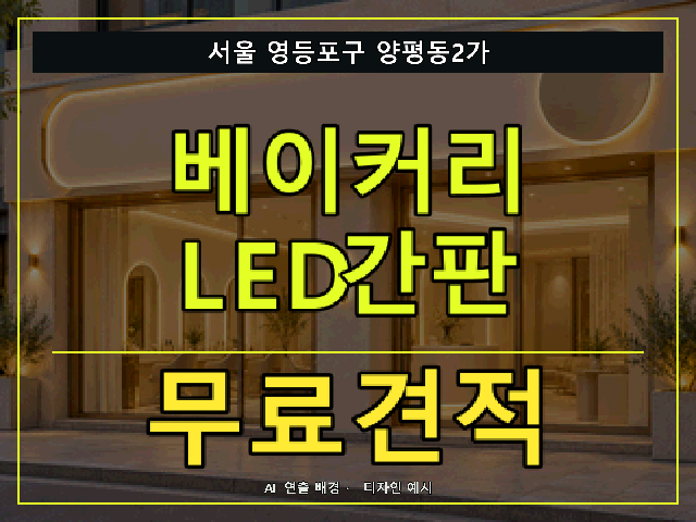 서울 영등포구 양평동2가 베이커리 LED간판 무료견적 안내 썸네일 · AI 연출 배경