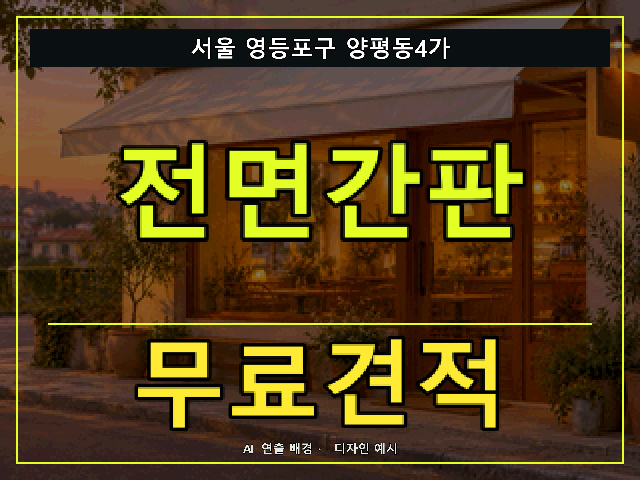 서울 영등포구 양평동4가 전면간판 무료견적 안내 썸네일 · AI 연출 배경
