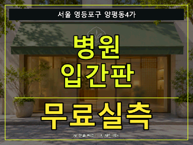 서울 영등포구 양평동4가 병원 입간판 무료실측 안내 썸네일 · AI 연출 배경