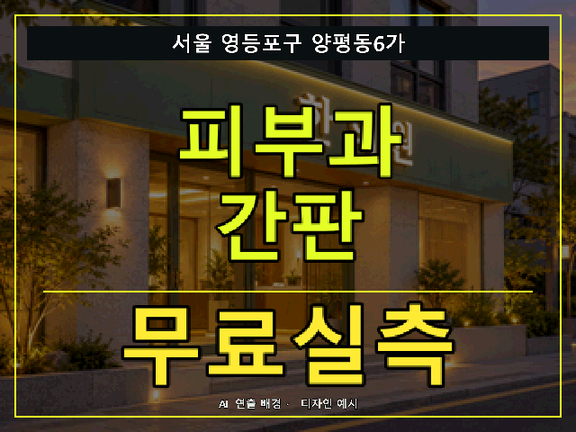 서울 영등포구 양평동6가 피부과 간판 무료실측 안내 썸네일 · AI 연출 배경