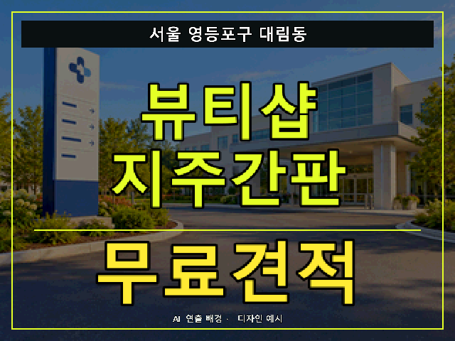 서울 영등포구 대림동 뷰티샵 지주간판 무료견적 안내 썸네일 · AI 연출 배경