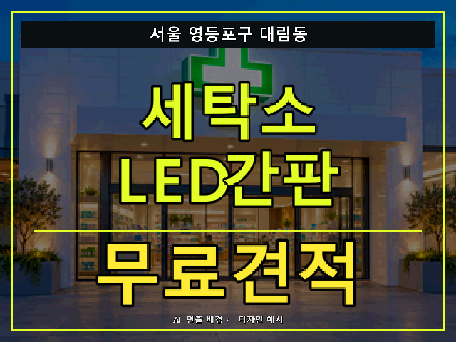 서울 영등포구 대림동 세탁소 LED간판 무료견적 안내 썸네일 · AI 연출 배경