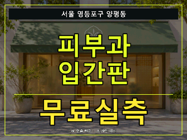 서울 영등포구 양평동 피부과 입간판 무료실측 안내 썸네일 · AI 연출 배경