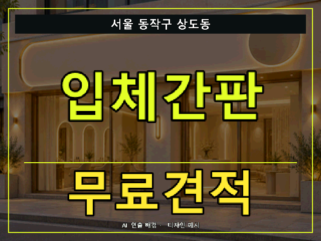 서울 동작구 상도동 입체간판 무료견적 안내 썸네일 · AI 연출 배경