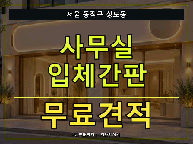 서울 동작구 상도동 사무실 입체간판 무료견적 안내 썸네일 · AI 연출 배경